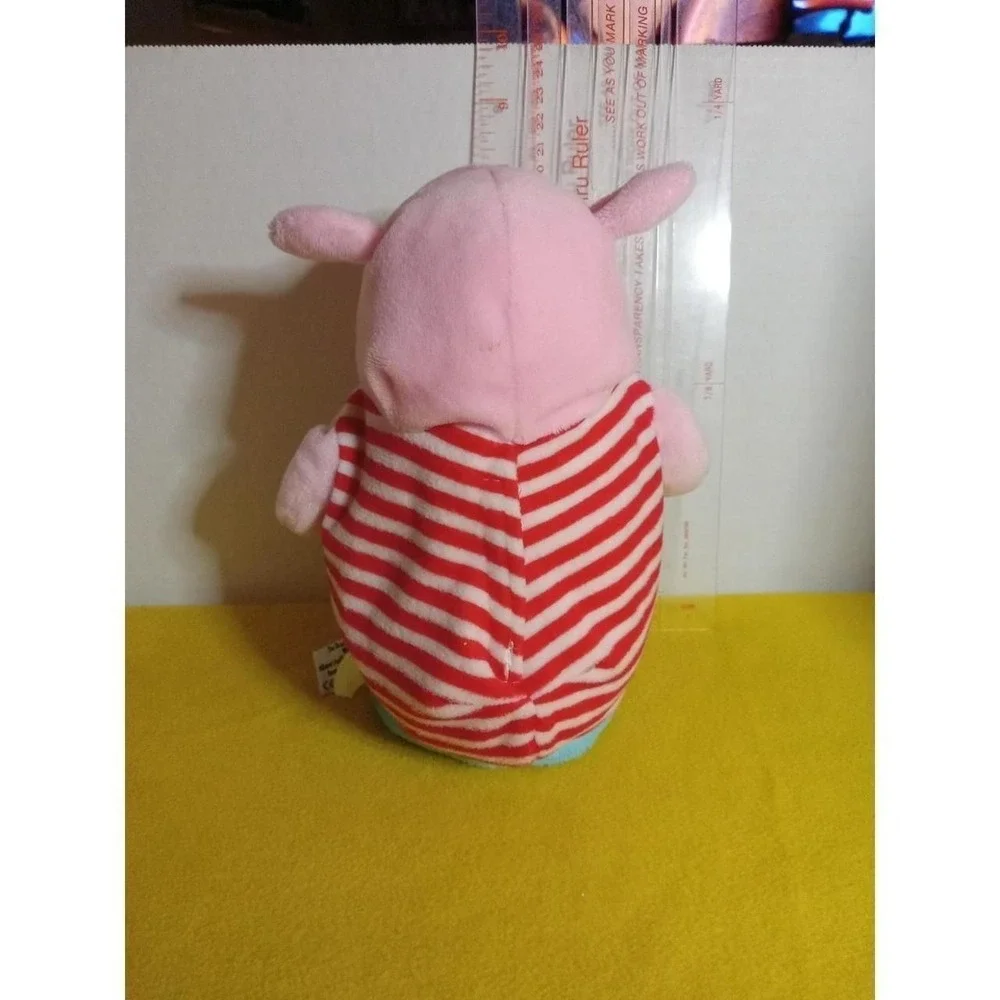 PlushCoop Squad Plush Pig Stuffed Animal Toy Red White Striped Shirt Blue Shoes